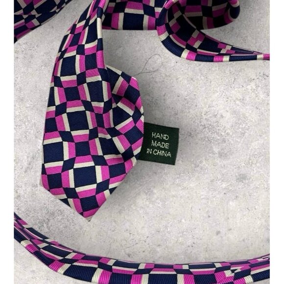 NEW LAUREN RALPH LAUREN Silk Tie Black Purple Geometric W:3.5" EUC - Picture 3 of 6
